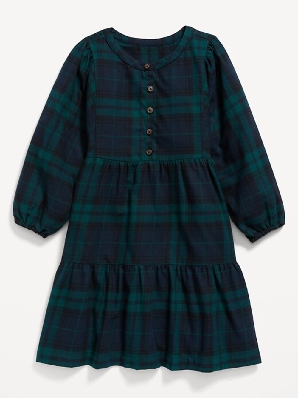 Old Navy Black Watch Plaid Tiered Dress Girls L 10-12 NWT